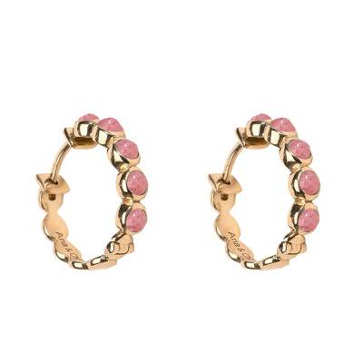 Créoles Mimi Rhodonite Plaqué Or, Diamètre 20 mm - Ana & Cha