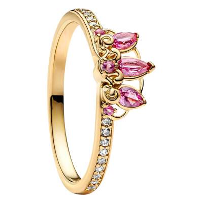 Gold Disney Princess Rapunzel Tiara Ring with White & Red Stones - Size 52 - Pandora