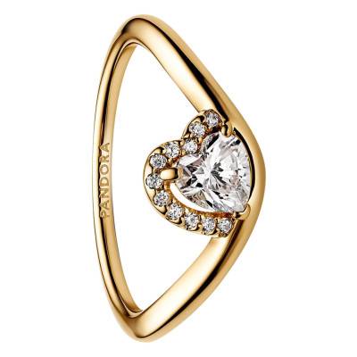 Bague Cœur Ondulée Dorée - Pandora