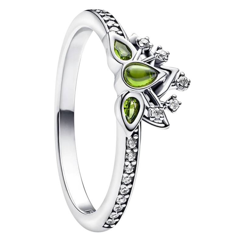 925/1000 Silver Disney Princess Tiana Tiara Ring with White & Green Stones - Pandora