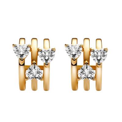 Golden Triple Heart Hoop Earrings - Pandora