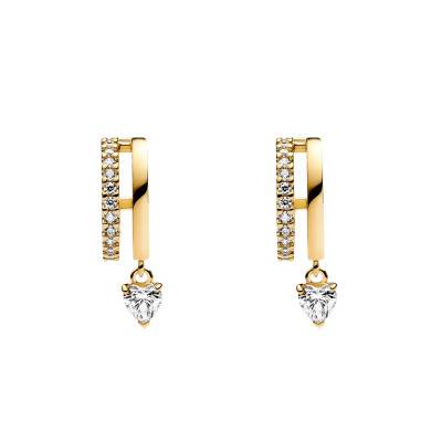 Golden Heart Drop Hoop Earrings - Pandora