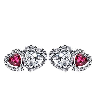 925 Silver Heart Stud Earrings - Pandora