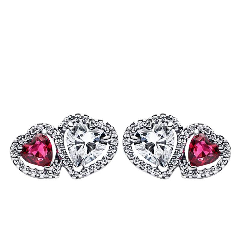 925 Silver Heart Stud Earrings - Pandora