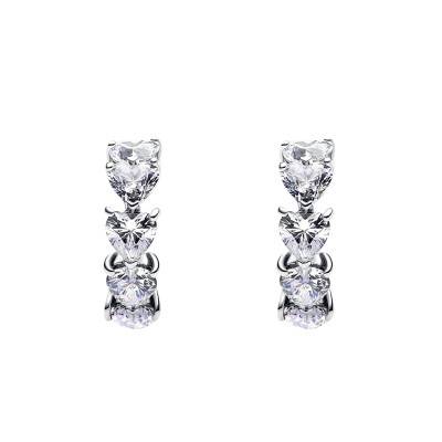 925 Sterling Silver Open Heart Sparkling Hoop Earrings - Pandora