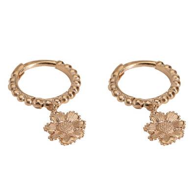 Boucles d'oreilles Créoles Flora Plaqué Or, Diamètre 12 mm - Ana & Cha