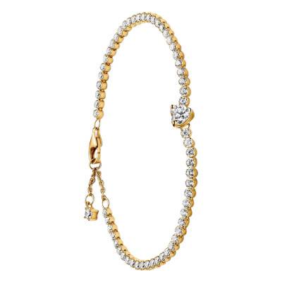 Golden Sparkling Heart Rivière Bracelet - Pandora