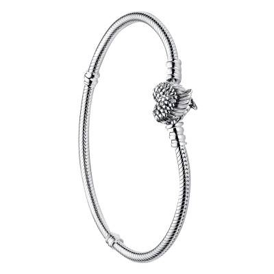 Bracelet Maille Serpent Fermoir Ailes Coeur en Argent 925 - Pandora