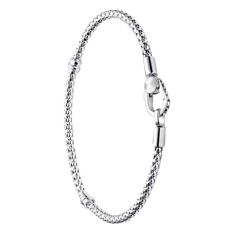 925 Silver Studded Clasp Chain Bracelet, Length 16 cm to 23 cm - Pandora