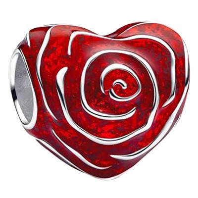 925 Silver & Resin Rose Heart Charm - Pandora