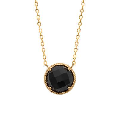 Collier Agate Noire Lise, Longueur 45 cm - Ana & Cha