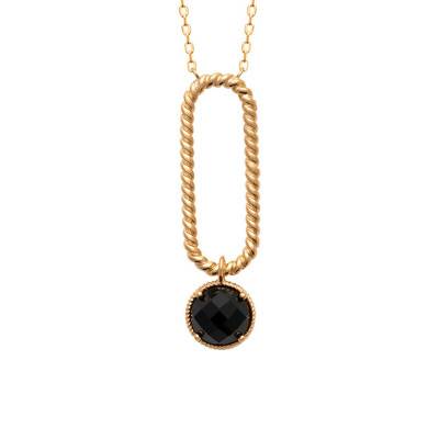 Collier Agate Noire Elise, Longueur 45 cm - Ana & Cha