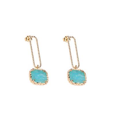 Boucles d'oreilles Kiara Amazonite plaqué or - Ana & Cha