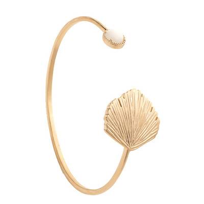 Louison Yellow Gold-Plated Open Bangle & Moonstone, 5.50 mm Width - Ana & Cha