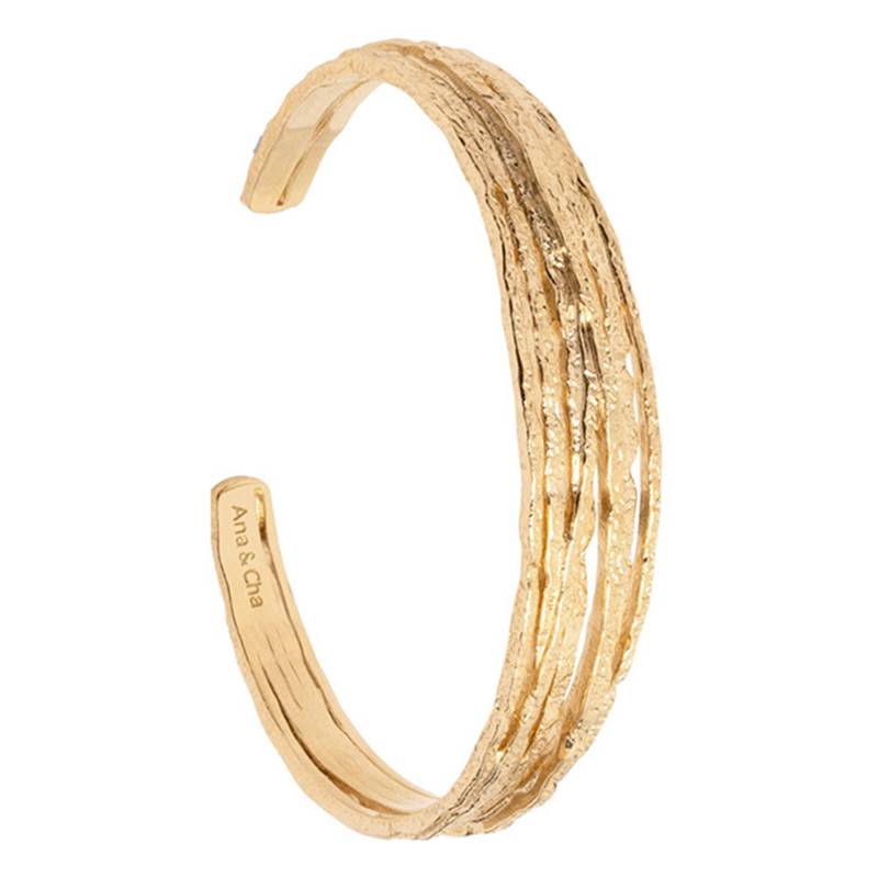 Esmee Yellow Gold-Plated Open Bangle, 58 mm Diameter - Ana & Cha
