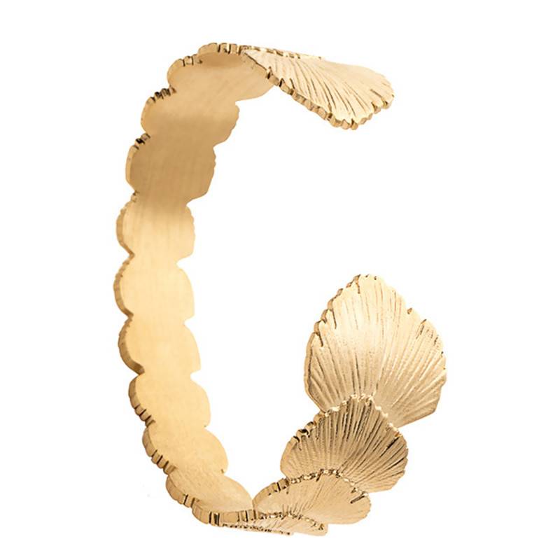 Louisette Yellow Gold-Plated Open Bangle, 58 mm Diameter - Ana & Cha