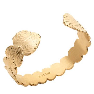 Louisette Yellow Gold-Plated Open Bangle, 58 mm Diameter - Ana & Cha
