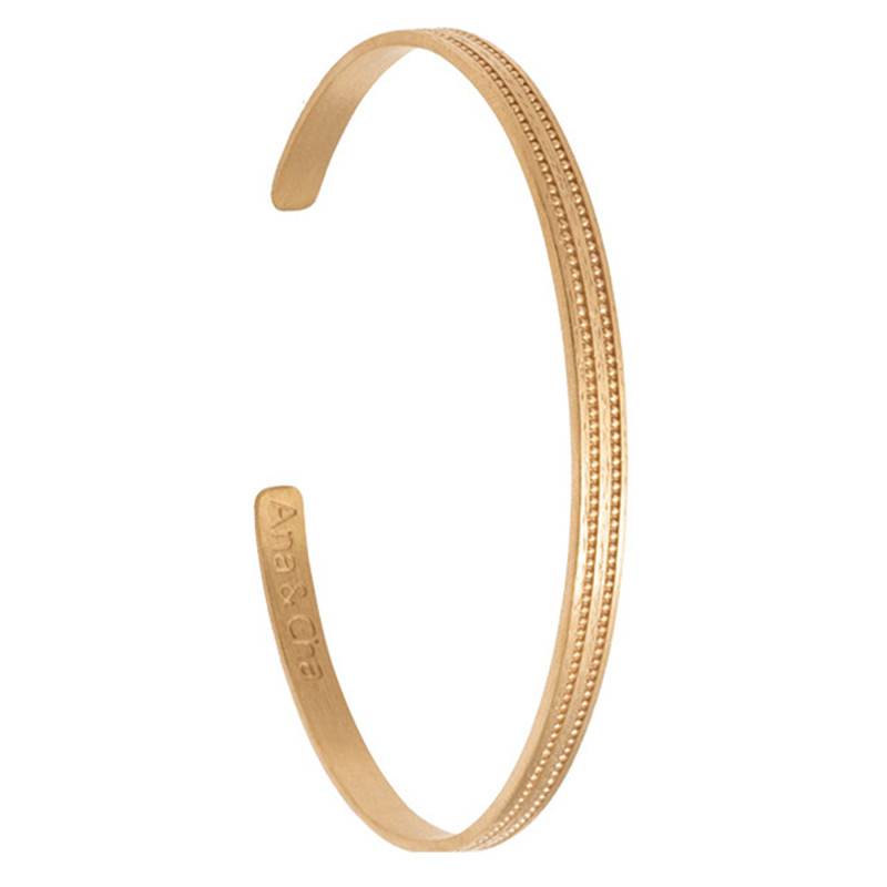 Hanna Yellow Gold-Plated Open Bangle, 58 mm Diameter - Ana & Cha