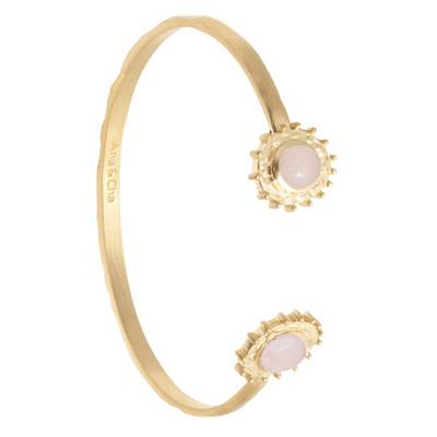 Odile Rose Quartz Open Bangle, 58 mm Diameter - Ana & Cha