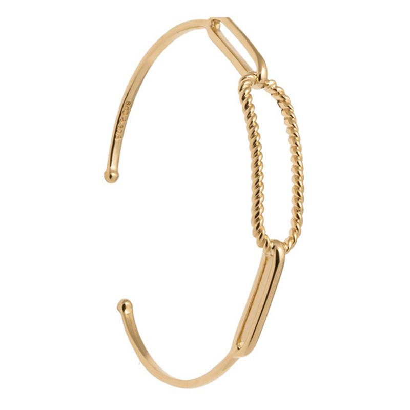 Marina Yellow Gold-Plated Open Bangle, 58 mm Diameter - Ana & Cha