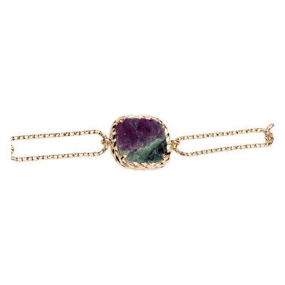 Bracelet Kiara Rubis Zoisite plaqué or, Longueur 18 cm - Ana & Cha