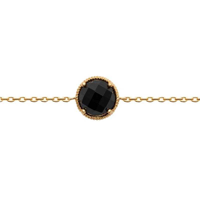 Yellow Gold Vermeil & Black Agate Lise Bracelet, Length 18 cm - Ana & Cha