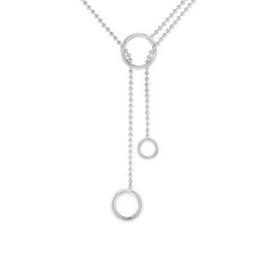 925 Silver Deconstructed Long Necklace With Rings, Length 45 cm - Artemis