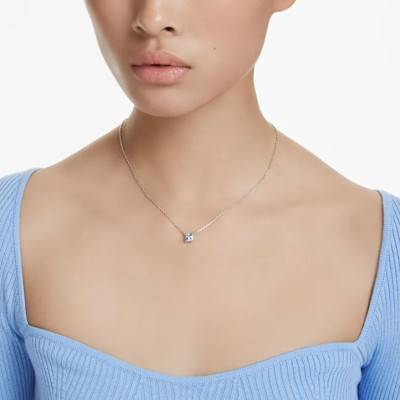 Collier Matrix Métal Rhodié & Cristal Bleu, Longueur 38 à 43 cm - 5723568 - Swarovski