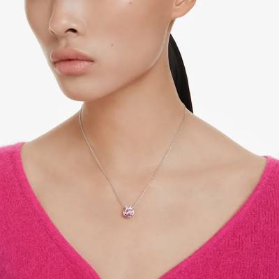 Bella V Rhodium-Plated Metal Necklace with Two-Tone Crystals, Length 38 cm to 43 cm - 5724289 - Swarovski