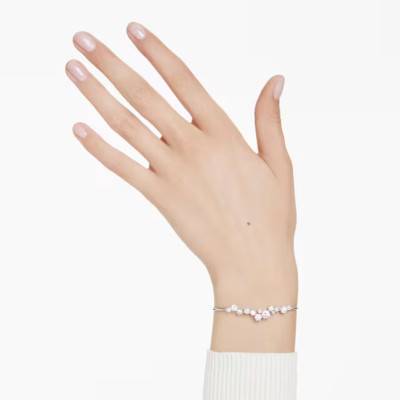 Constella Rhodium-Plated Metal Crystal & Pearl Bracelet, Adjustable Length 24 cm - 5705618 - Swarovski