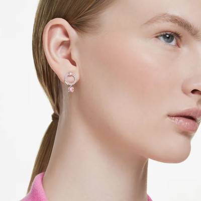 Boucles d'oreilles Attract Métal Rhodié & Cristaux Roses - 5723565 - Swarovski