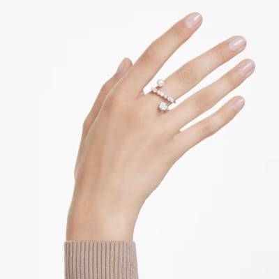 Matrix Rhodium-Plated Metal White Crystal & Pearl Cocktail Ring - 5705612 - Swarovski