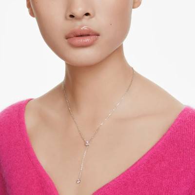 Collier en Y Attract Métal Rhodié & Cristaux Roses, Longueur 30 à 45 cm - 5723570 - Swarovski