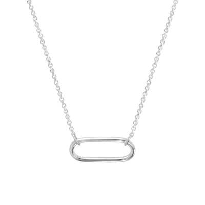 Collier Chaîne Forçat Ronde & Pendentif Ovale, Argent 925, Longueur 42 cm - Artemis
