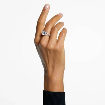 Stilla Rhodium-Plated Metal & White Crystals Ring - 5709901 - Swarovski