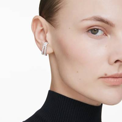 "Matrix Ear Cuff Earrings in Rhodium-Plated Metal & White Crystals - 5705835" - Swarovski