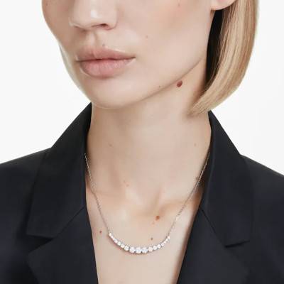 Matrix Rhodium-Plated Metal White Crystal Necklace, Length 42 cm to 49 cm - 5705396 - Swarovski