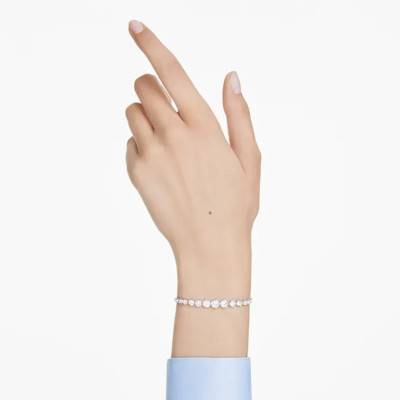 Imber Rhodium-Plated Metal & White Crystals Tennis Bracelet, Adjustable Length 24 cm - 5705451 - Swarovski