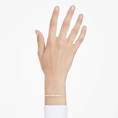 Imber Tennis Bracelet in Gold-Tone Metal & White Crystals, Adjustable Length 24 cm - 5705450 - Swarovski