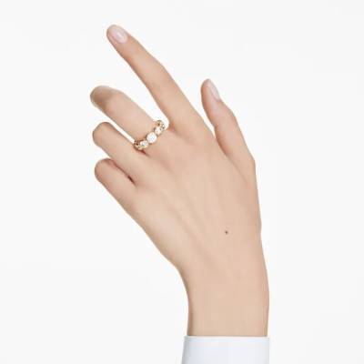 Imber Gold-Tone Metal & White Crystals Ring - 5705476 - Swarovski