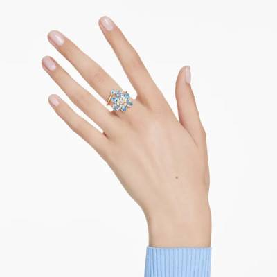 Idyllia Open Flower Ring in Gold-Tone Metal & Multicolor Crystals - 5721585 - Swarovski
