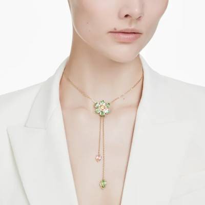 Idyllia Flower Gold-Tone Metal & Multicolor Crystals Y-Necklace, Length 42 cm to 70 cm - 5717158 - Swarovski