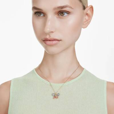 Idyllia Butterfly Necklace in Gold-Tone Metal & Multicolor Crystals, Length 42 cm to 49 cm - 5709950 - Swarovski