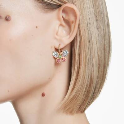 Idyllia Butterfly Drop Earrings in Gold-Tone Metal & Multicolor Crystals - 5709953 - Swarovski