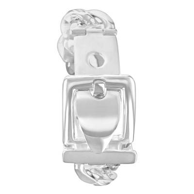Bracelet Gourmette & Fermoir Boucle de Ceinture en Argent 925, Longueur 24 cm - Artemis