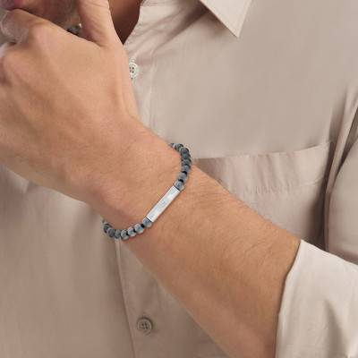 Bracelet Mixed Beads Onyx Gris & Acier - 35000575 - Calvin Klein