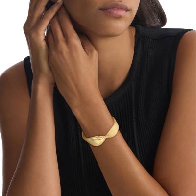 Bracelet Jonc Ethereal Metals en Acier Doré, Diamètre 17,5 cm, Largeur 2,50 cm - 35000532 - Calvin Klein