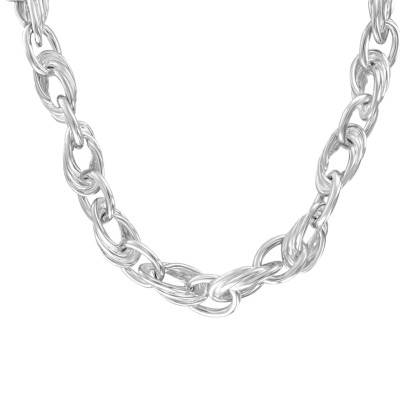 Collier Alterné Maillons Entremêlés et Ronds en Argent 925, Longueur 45 cm - Artemis