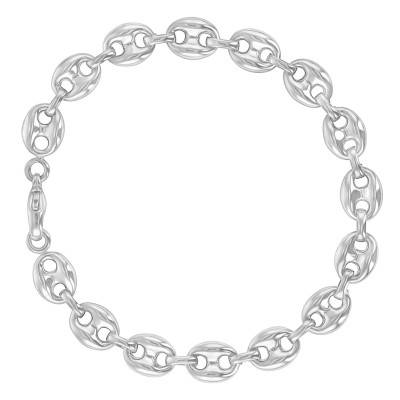 925 Silver Coffee Bean Chain Bracelet, Length 20.50 cm, Width 0.80 mm - Artemis