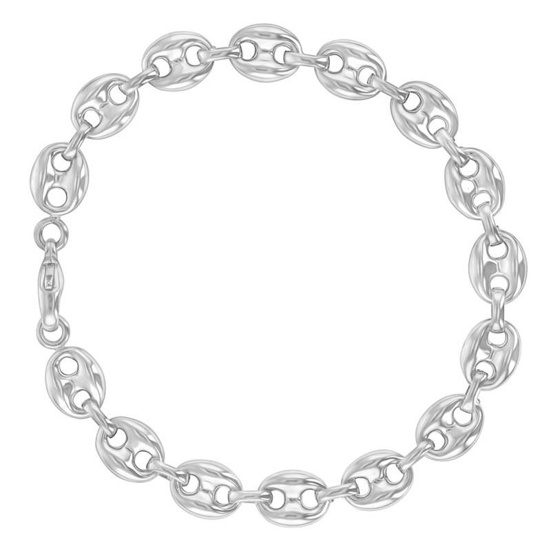 925 Silver Coffee Bean Chain Bracelet, Length 20.50 cm, Width 0.80 mm - Artemis